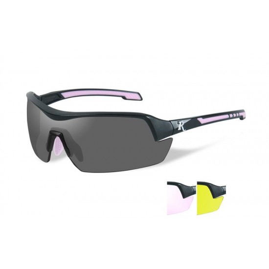 Wiley X Rem Női Platinum lövőszemüveg, sárga, füst szürke, tiszta rózsaszín lencsékkel, fekete-pink keret
